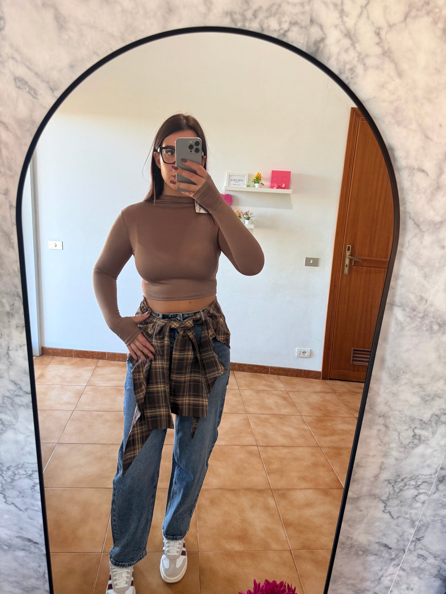 Jeans con finta camicia